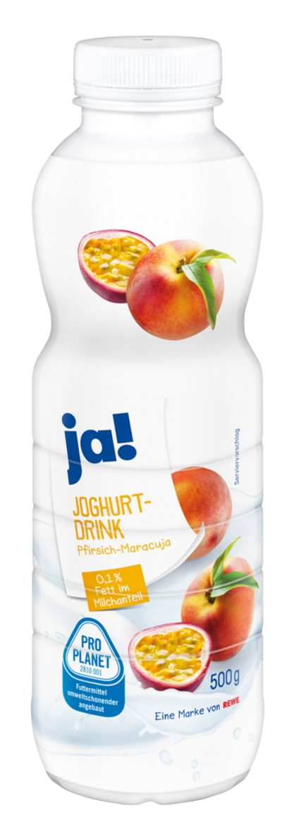 Joghurtdrink in der Geschmacksrichtung Pfirsich-Maracuja der Eigenmarke ja! 